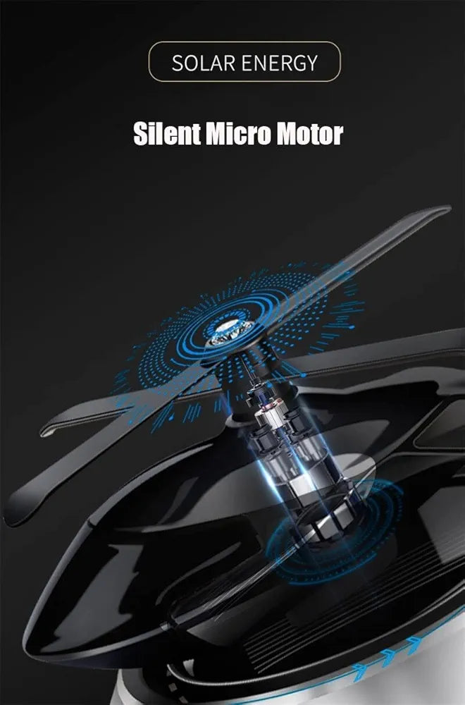 Solar Powered Rotating Helicopter Aromacure Furnishing Air Freshener Tablet for Car Interior
