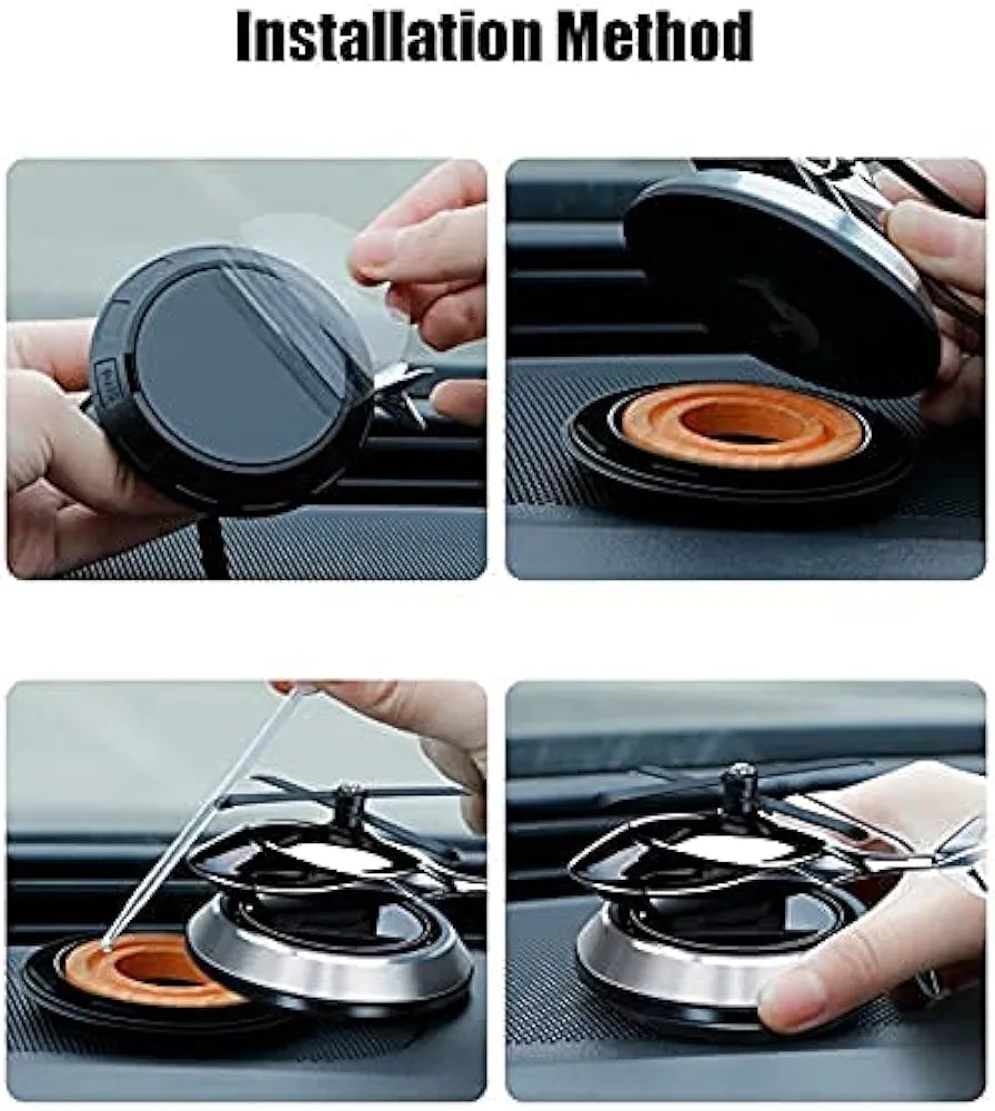 Solar Powered Rotating Helicopter Aromacure Furnishing Air Freshener Tablet for Car Interior